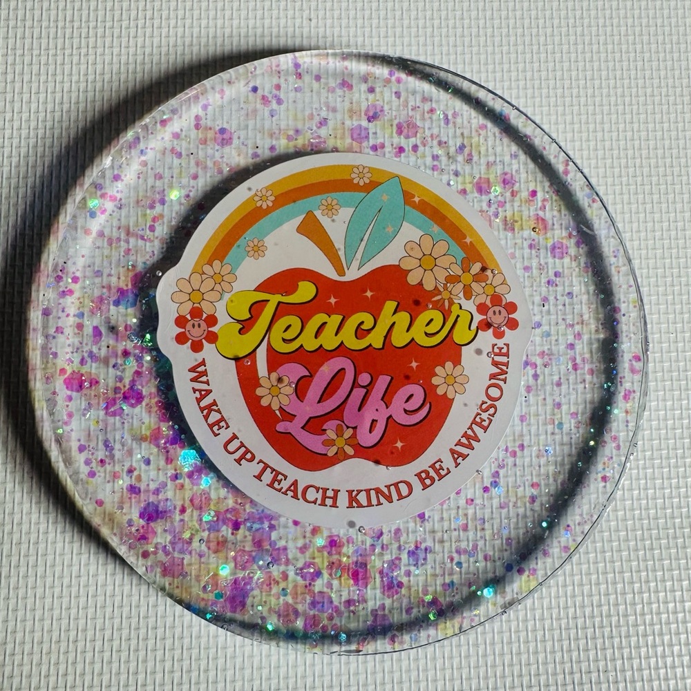 Hand Crafted Resin Glitter Teacher Life Magnet